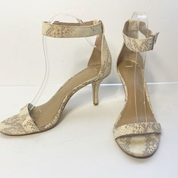 Ann Taylor Geri Snake Skin Ankle Strap Sandals Neutral Beige Size 8.5 - Picture 5 of 9